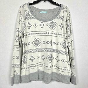 Maurices Aztec Print Lightweight Sweater XL Gray
